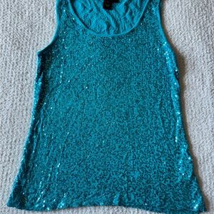 Karen Kane Aqua Sequin Tank Top